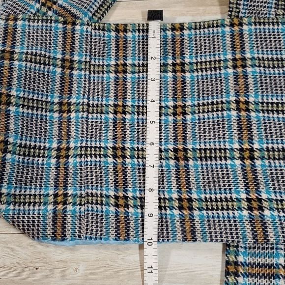 Pendleton Vintage Lined Wool Plaid Scarf Fringe‎ Ends Light Blue - Picture 6 of 6